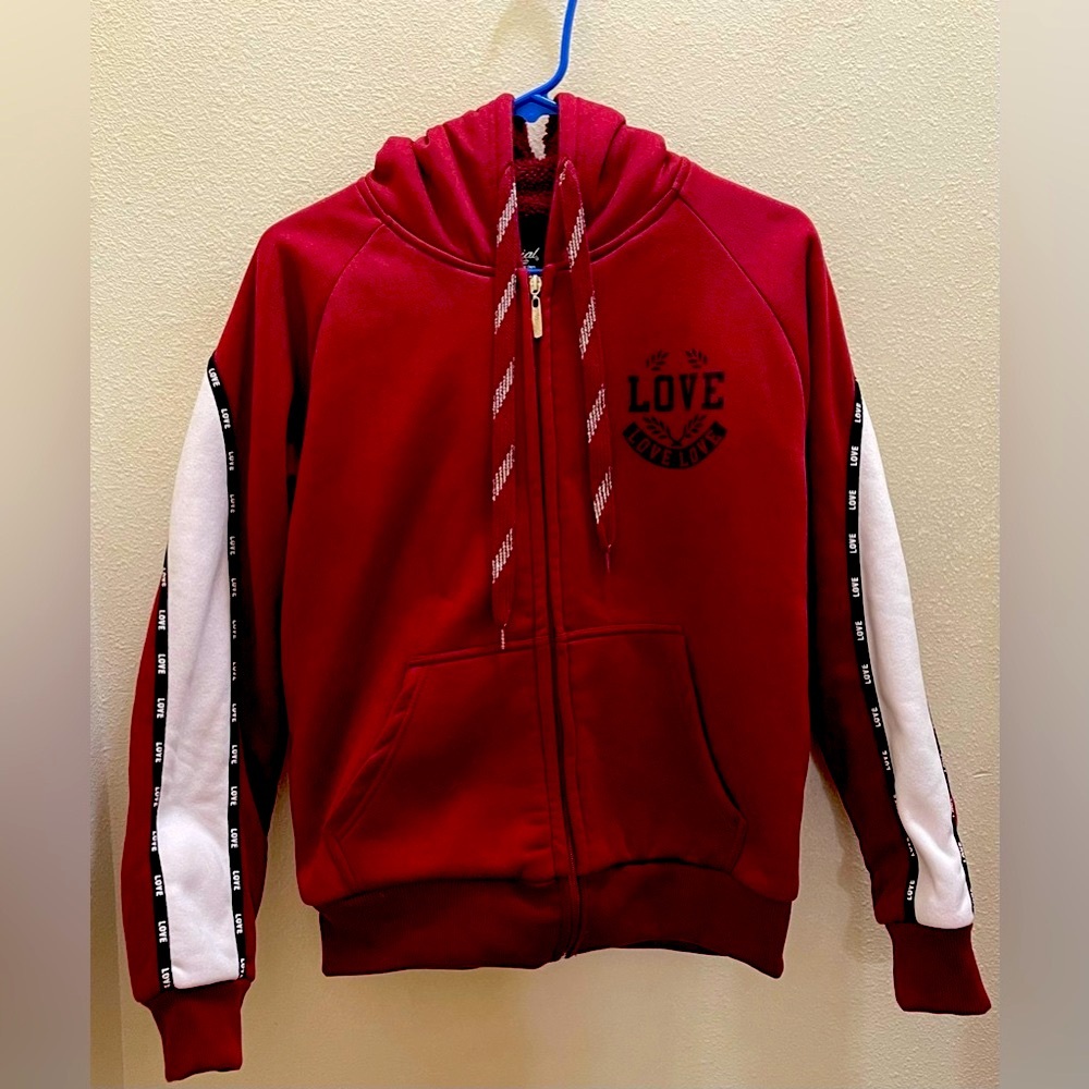 Love Kids Hoodie - Burgundy and White